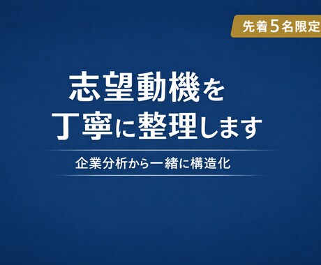 志望動機を丁寧に整理します 企業分析から一緒に構造化します イメージ1