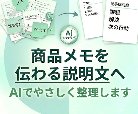 商品説明文をやさしく伝わる文章に整えます メモや箇条書きから紹介文を作成します イメージ1