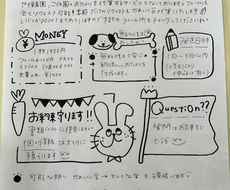 手書きのかわいいおたより作成します 保育園や幼稚園、施設等でのおたより、手紙作成します。 イメージ2