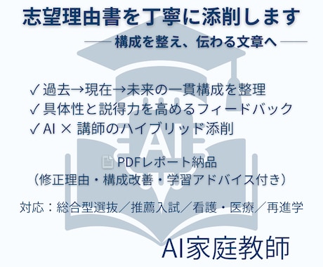 総合型選抜対応｜志望理由書を添削します AI×講師陣のハイブリッド添削 イメージ1