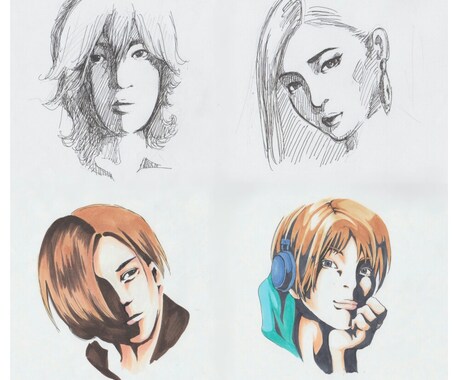 似顔絵を手描きでご要望に沿ったタッチで描きます SNSのアイコン、プレゼント、記念品にオンリーワンの一品を！ イメージ2