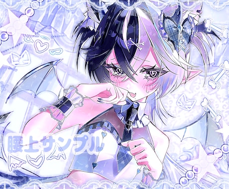 キラキラ個性的☆めろ可愛いイラスト描きます 商用利用込／アイコン／MV／歌ってみた／ 等 幅広い用途！ イメージ2