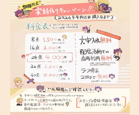 LINEスタンプ作ります 実績作りキャンペーン中につき最大65%OFF‼️‼️ウオ‼️ イメージ2
