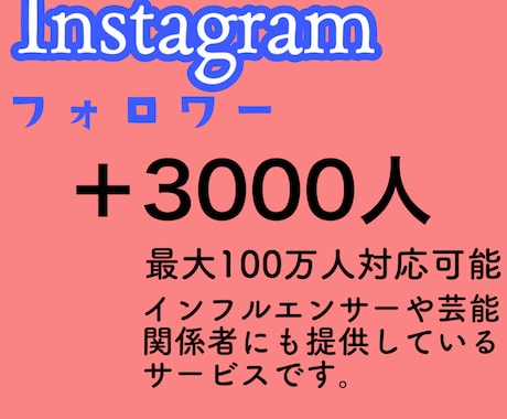 インスタ☆フォロワー+3000人増加します 安心の保証付☆＋3,000人 1500