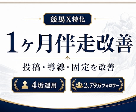 競馬ジャンル特化でX運用を1ヶ月伴走コンサルします 投稿・導線・固定ポストを継続改善 イメージ1