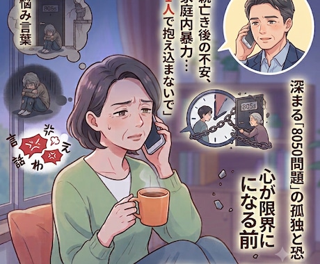 8050問題・50代引き篭り兄弟姉妹の不安聴きます 将来が不安なあなたが1人で抱え込まずに話せる味方になります イメージ1