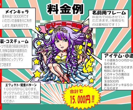 バイクや愛車とビックリマン風似顔絵イラスト承ります デジタルギフトやSNSアイコン、誕生日プレゼントなどに！ イメージ2
