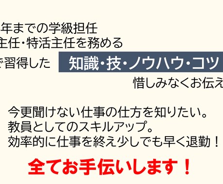 超具体的に教員の仕事方法・コツ教えます 【元教員】が質問数無制限で実務をサポートします！（電話） イメージ2