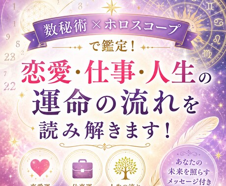 数秘術+ホロスコープで鑑定します あなたの運命の流れ読み解きます。 イメージ1