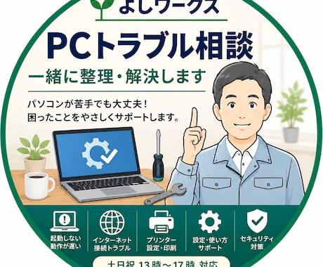 PCトラブルのお悩みを一緒に整理・解決します パソコンが苦手でも大丈夫。まずは状況整理からお手伝いします。 イメージ1