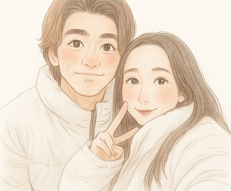 水彩風の優しい似顔絵描きます ふんわり温かい水彩似顔絵を提供いたします♡ イメージ2