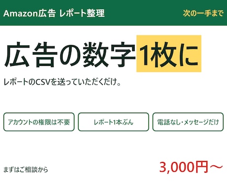 Amazon広告のレポートを1枚の表にします イメージ1