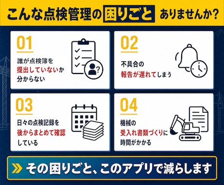 建設現場の始業前点検・月次点検をアプリ化します 紙の点検と転記をアプリで効率化 イメージ2