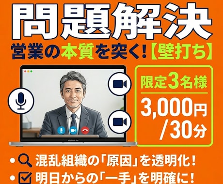 本質を突く！営業問題解決の壁打ちを実施します 組織崩壊を特等席で見た私が、「負け筋」を特定し整理します イメージ2