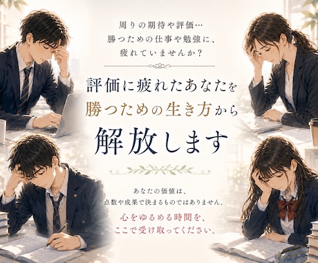 評価に疲れたあなたを勝つための生き方から解放します 周りの期待や評価…勝つための仕事や勉強に、疲れていませんか？ イメージ1