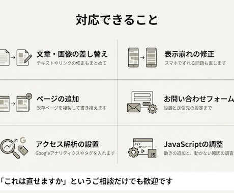 Webサイトの修正・更新・ページ追加をします HTML・CSS・JSの修正。表示崩れやスマホ対応も イメージ2