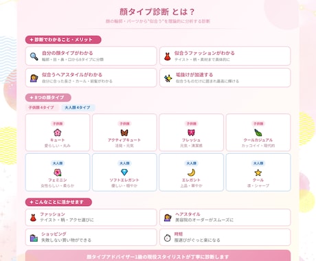 最短当日♥似合うが自信に変わる★顔タイプ診断します 【先着10名様価格】プロの現役スタイリストがスピーディに対応 イメージ2