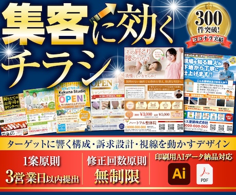 チラシ作成を30年のプロが修正無制限で対応します イメージ1