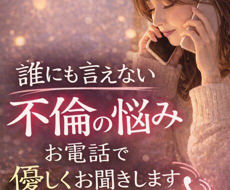 誰にも言えない不倫の悩み、優しくお聞きします 苦しい恋・寂しさ・不安…ひとりで抱えなくて大丈夫 イメージ1