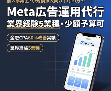 Meta広告運用代行｜少額予算からできます 業界経験ある運用者が個人事業主・小規模法人に伴走｜月10万〜 イメージ1