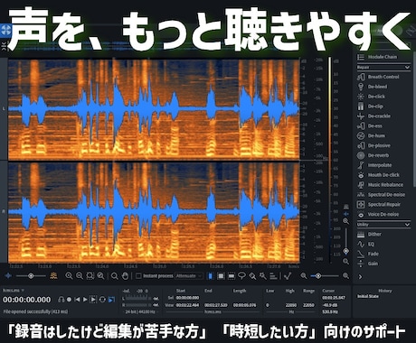 簡易音声編集｜声を、もっと聴きやすく整えます 初めてでも安心、ちょっとした編集からご相談OK イメージ1