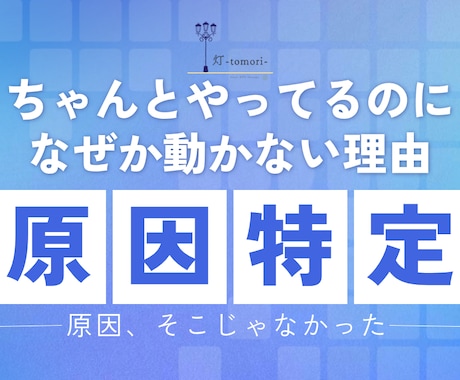 ちゃんとやってるのに人生が動かない原因特定します やってるのに動かない、またはやる気が起きない原因を見抜きます イメージ1