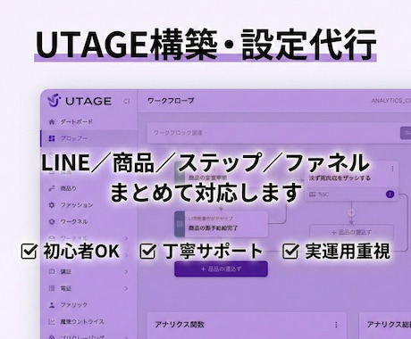 UTAGE構築代行｜丸っと◯スポット◯対応します コンテンツ制作〜ファネル設計、構築まで可。ご相談ください！ イメージ1
