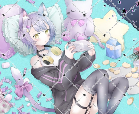 フルカラーイラスト描きます アイコン、動画のサムネ等ご希望に合わせた一枚絵を描きます。 イメージ2