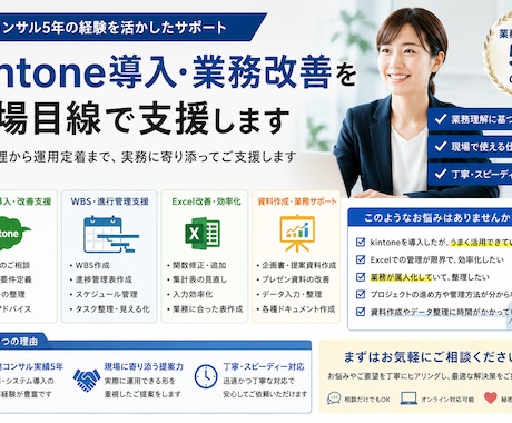 有資格者がkintone活用を支援しますます 業務整理・アプリ設計・運用定着までサポート可能です イメージ1