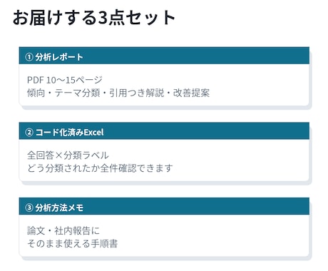 アンケート自由記述を定額・48時間で分析します AI×データサイエンティストが要因まで深掘り分析 イメージ2