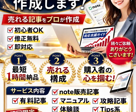 note販売記事を最短1時間で作成【即対応】します 売れるnote販売記事を迅速に作成します イメージ1