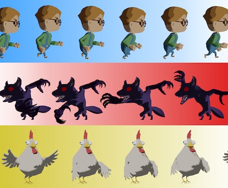 ゲーム用ローポリ３Dキャラクターを作成します 多彩なアクションをするキャラクターが必要な人向け イメージ1