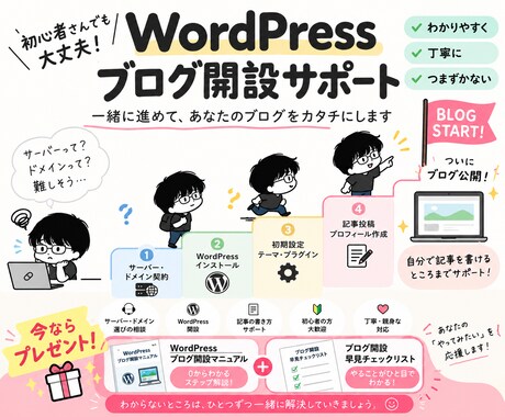 WordPressブログを初心者向けに開設します 難しい初期設定はおまかせ｜マニュアル付きで納品後も安心 イメージ2