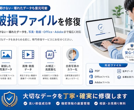 壊れたデータを修復いたします 破損した画像や動画を復元！AdobeやOfficeもOK！ イメージ2