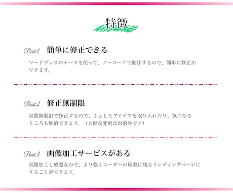 WordPressで簡単更新できるLPを制作します 修正無制限！画像加工サービス付き！PCが苦手でもOK！ イメージ2