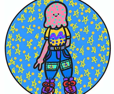 唯一無二ポップな宇宙人((修正→無制限))描きます 著作権譲渡ok　＆　商用利用OK。 イメージ1