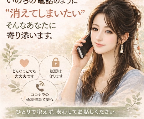 うつ病・不安「いのちの電話」系プロ相談員が癒します うつ病・双極・不安障がいなど、カウンセラー資格者にお任せを！ イメージ1