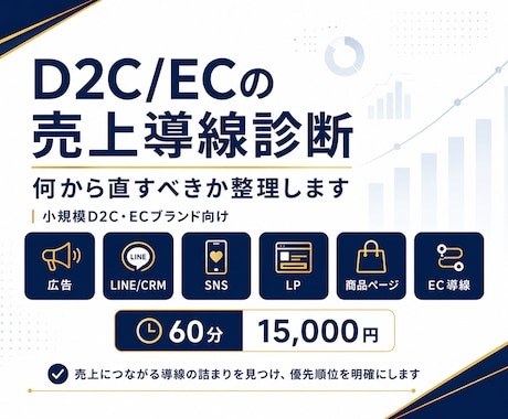 D2C/ECの売上導線診断をします 改善の優先順位を明確にします。 イメージ1
