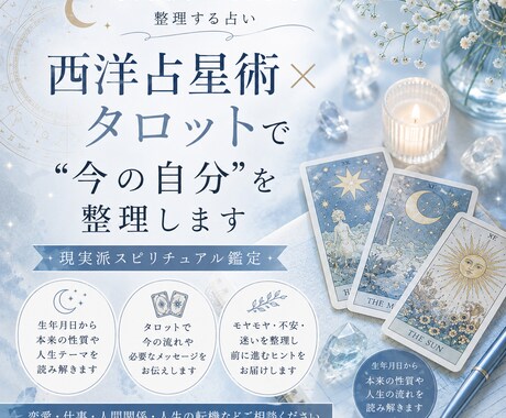 西洋占星術×タロットで“今の自分”を整理します “このままでいいのかな”を整理する占い イメージ1