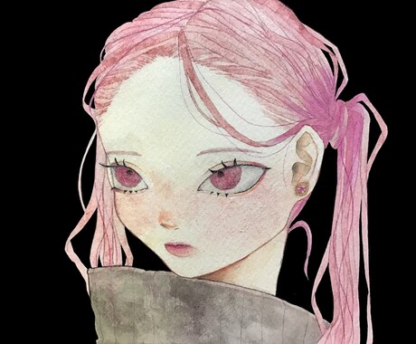 唯一無二の水彩画で女の子を描きます 現役美大生が水彩でサムネ映え間違いナシの絵を描きます！ イメージ2