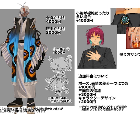 あなたの素敵な案を元にキャラクター立ち絵描きます TRPG､動画用､グッズ用などの立ち絵を描きます！ イメージ1