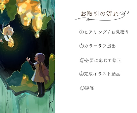 物語が伝わる幻想的な世界の一枚絵を描きます 【商用利用OK】背景付き！創作・ゲーム・歌ってみたの一枚絵に イメージ2