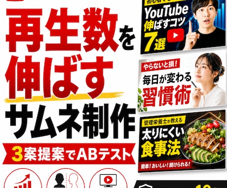 魅力的なYouTube動画のサムネイルを制作します クリック率を上げる設計で再生数を底上げします イメージ1