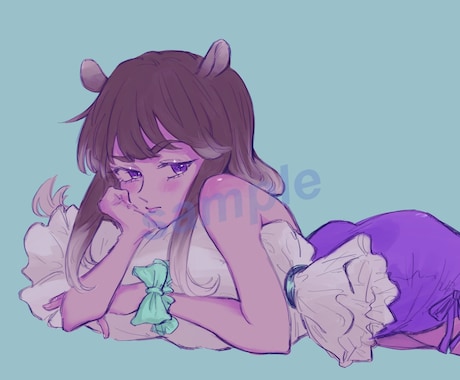 一枚絵、SNSアイコンなどのイラスト作成いたします イラスト、アイコン、立ち絵、動画のサムネイルなどに！ イメージ1