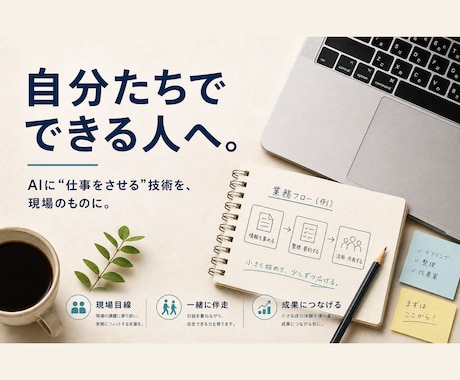 AIで"自分たちで作れる"へ 業務改善を支援します 使い方で終わりではなく、現場の面倒を解決を自身でできるように イメージ1