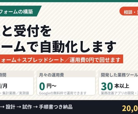 Googleフォームで受付の仕組みを作ります フォームとスプレッドシート連携。運用費0円で回せます イメージ1
