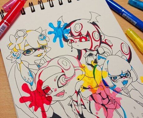 スプラトゥーン風アイコンイラスト描きます 思い描くオリジナルイカタコちゃんをアイコンにしてみませんか？ イメージ1