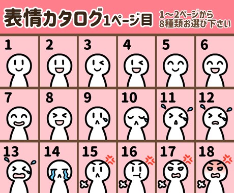 商用可♬使い勝手の良い表情8点セット作成いたします ブログ・画像・動画に！ただいま先着10名様のみ特別割引価格☆ イメージ2