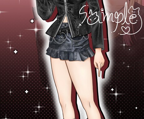 オリジナルまたは二次創作キャラ立ち絵制作ができます キャラクターを中心に立ち絵または半身絵、背景付けもできます イメージ2