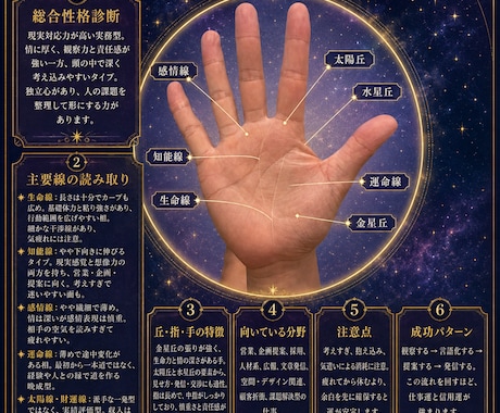 あなたの手相から過去・現在・未来を占います 手相のお写真を元に、今のお悩みに基づいて鑑定します! イメージ1
